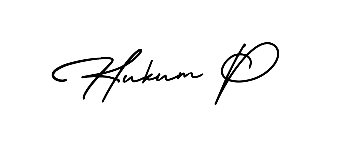 The best way (AmerikaSignatureDemo-Regular) to make a short signature is to pick only two or three words in your name. The name Hukum P include a total of six letters. For converting this name. Hukum P signature style 3 images and pictures png