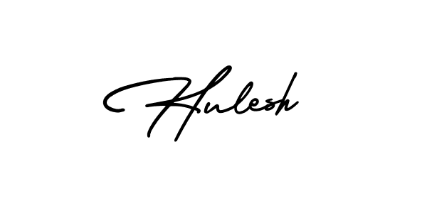 The best way (AmerikaSignatureDemo-Regular) to make a short signature is to pick only two or three words in your name. The name Hulesh include a total of six letters. For converting this name. Hulesh signature style 3 images and pictures png