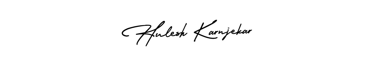 This is the best signature style for the Hulesh Karnjekar name. Also you like these signature font (AmerikaSignatureDemo-Regular). Mix name signature. Hulesh Karnjekar signature style 3 images and pictures png