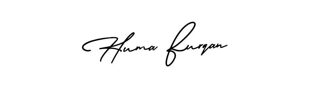 How to make Huma Furqan name signature. Use AmerikaSignatureDemo-Regular style for creating short signs online. This is the latest handwritten sign. Huma Furqan signature style 3 images and pictures png