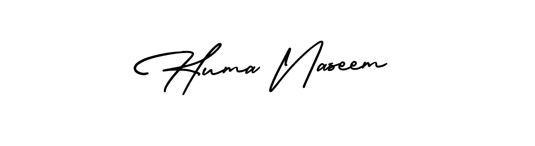 How to make Huma Naseem name signature. Use AmerikaSignatureDemo-Regular style for creating short signs online. This is the latest handwritten sign. Huma Naseem signature style 3 images and pictures png