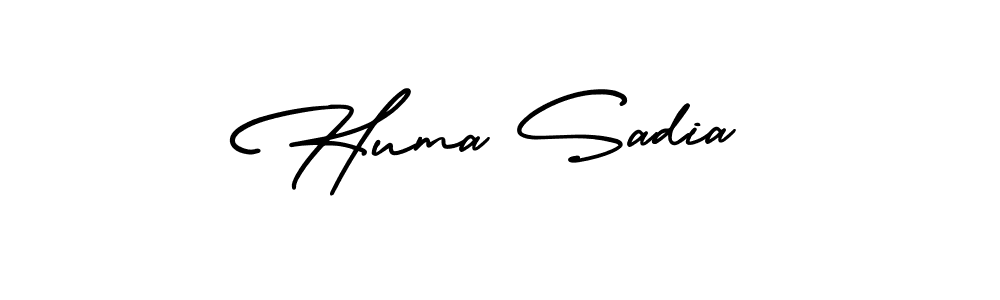 You should practise on your own different ways (AmerikaSignatureDemo-Regular) to write your name (Huma Sadia) in signature. don't let someone else do it for you. Huma Sadia signature style 3 images and pictures png