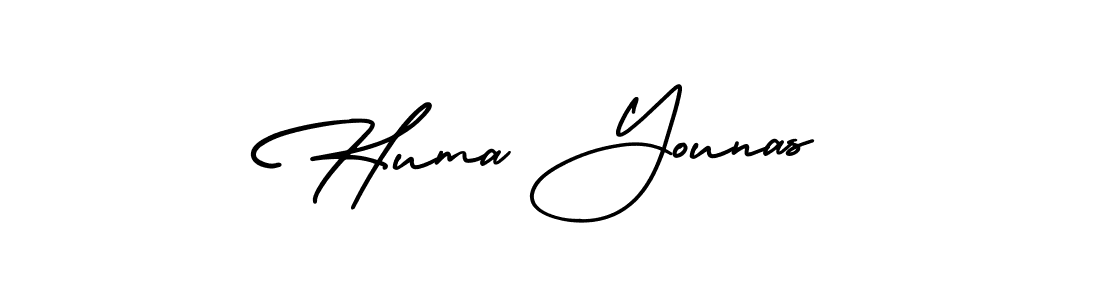 Make a beautiful signature design for name Huma Younas. With this signature (AmerikaSignatureDemo-Regular) style, you can create a handwritten signature for free. Huma Younas signature style 3 images and pictures png