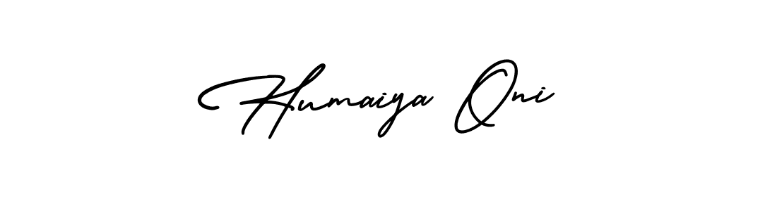 Design your own signature with our free online signature maker. With this signature software, you can create a handwritten (AmerikaSignatureDemo-Regular) signature for name Humaiya Oni. Humaiya Oni signature style 3 images and pictures png