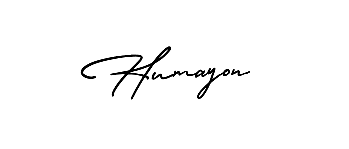 Use a signature maker to create a handwritten signature online. With this signature software, you can design (AmerikaSignatureDemo-Regular) your own signature for name Humayon. Humayon signature style 3 images and pictures png