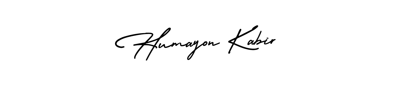 The best way (AmerikaSignatureDemo-Regular) to make a short signature is to pick only two or three words in your name. The name Humayon Kabir include a total of six letters. For converting this name. Humayon Kabir signature style 3 images and pictures png