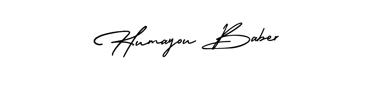 Humayou Baber stylish signature style. Best Handwritten Sign (AmerikaSignatureDemo-Regular) for my name. Handwritten Signature Collection Ideas for my name Humayou Baber. Humayou Baber signature style 3 images and pictures png