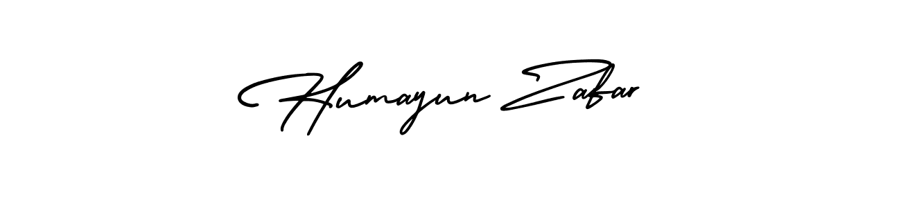 How to make Humayun Zafar name signature. Use AmerikaSignatureDemo-Regular style for creating short signs online. This is the latest handwritten sign. Humayun Zafar signature style 3 images and pictures png