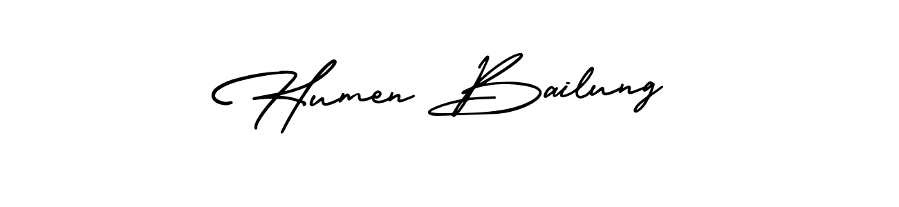 This is the best signature style for the Humen Bailung name. Also you like these signature font (AmerikaSignatureDemo-Regular). Mix name signature. Humen Bailung signature style 3 images and pictures png