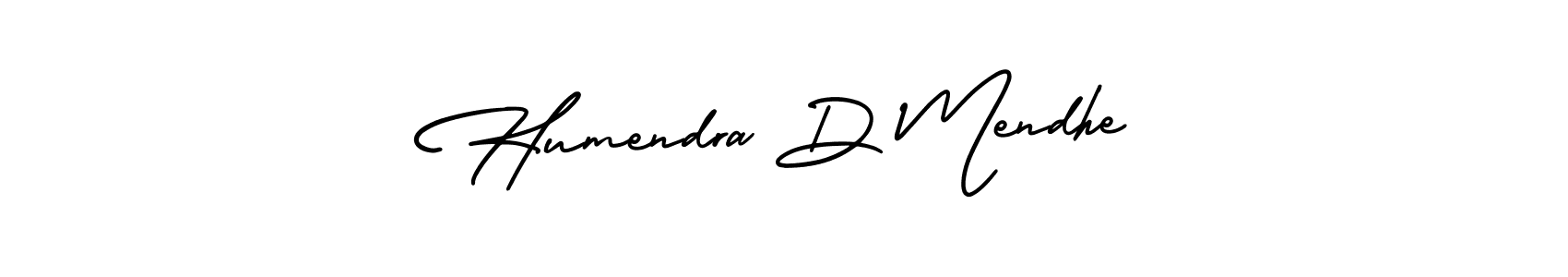 This is the best signature style for the Humendra D Mendhe name. Also you like these signature font (AmerikaSignatureDemo-Regular). Mix name signature. Humendra D Mendhe signature style 3 images and pictures png
