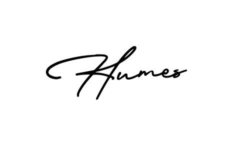 How to make Humes name signature. Use AmerikaSignatureDemo-Regular style for creating short signs online. This is the latest handwritten sign. Humes signature style 3 images and pictures png