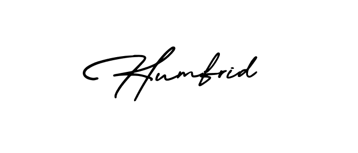 The best way (AmerikaSignatureDemo-Regular) to make a short signature is to pick only two or three words in your name. The name Humfrid include a total of six letters. For converting this name. Humfrid signature style 3 images and pictures png