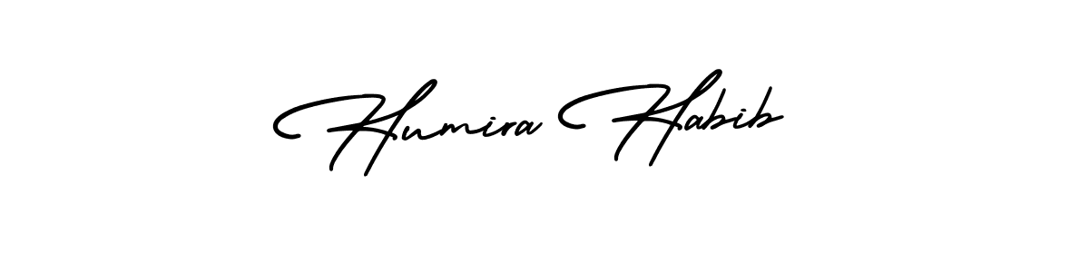 It looks lik you need a new signature style for name Humira Habib. Design unique handwritten (AmerikaSignatureDemo-Regular) signature with our free signature maker in just a few clicks. Humira Habib signature style 3 images and pictures png