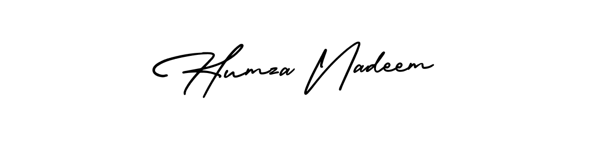 Humza Nadeem stylish signature style. Best Handwritten Sign (AmerikaSignatureDemo-Regular) for my name. Handwritten Signature Collection Ideas for my name Humza Nadeem. Humza Nadeem signature style 3 images and pictures png