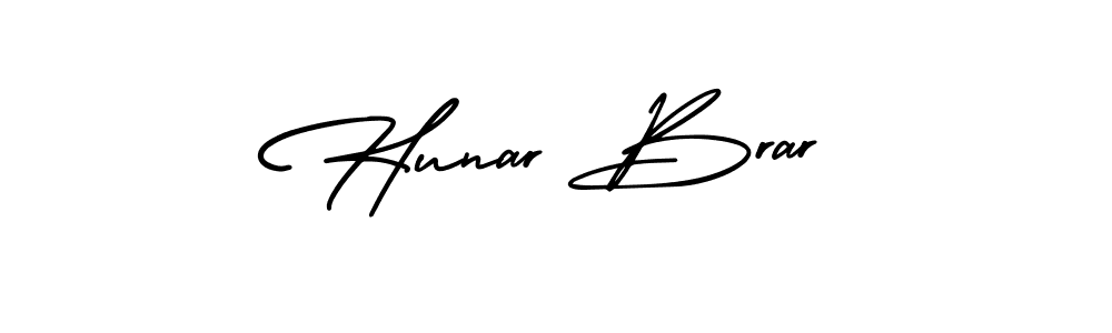How to make Hunar Brar signature? AmerikaSignatureDemo-Regular is a professional autograph style. Create handwritten signature for Hunar Brar name. Hunar Brar signature style 3 images and pictures png