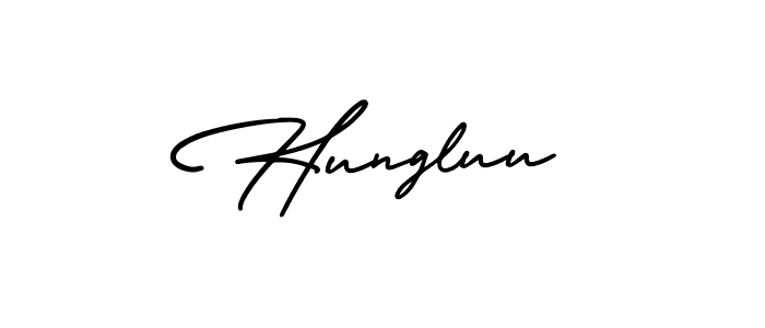 How to make Hungluu name signature. Use AmerikaSignatureDemo-Regular style for creating short signs online. This is the latest handwritten sign. Hungluu signature style 3 images and pictures png