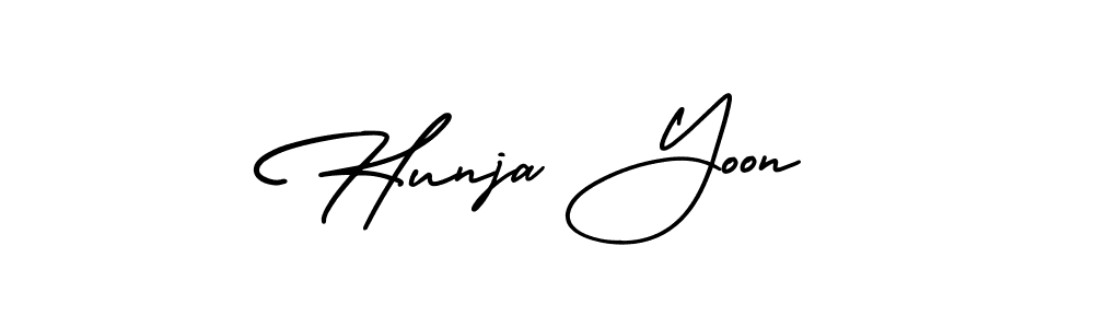 Hunja Yoon stylish signature style. Best Handwritten Sign (AmerikaSignatureDemo-Regular) for my name. Handwritten Signature Collection Ideas for my name Hunja Yoon. Hunja Yoon signature style 3 images and pictures png