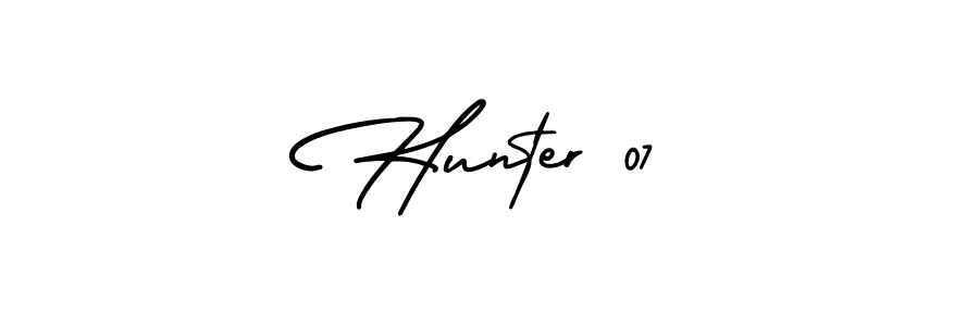 The best way (AmerikaSignatureDemo-Regular) to make a short signature is to pick only two or three words in your name. The name Hunter 07 include a total of six letters. For converting this name. Hunter 07 signature style 3 images and pictures png