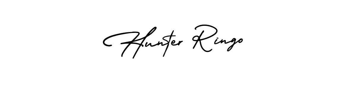AmerikaSignatureDemo-Regular is a professional signature style that is perfect for those who want to add a touch of class to their signature. It is also a great choice for those who want to make their signature more unique. Get Hunter Ringo name to fancy signature for free. Hunter Ringo signature style 3 images and pictures png