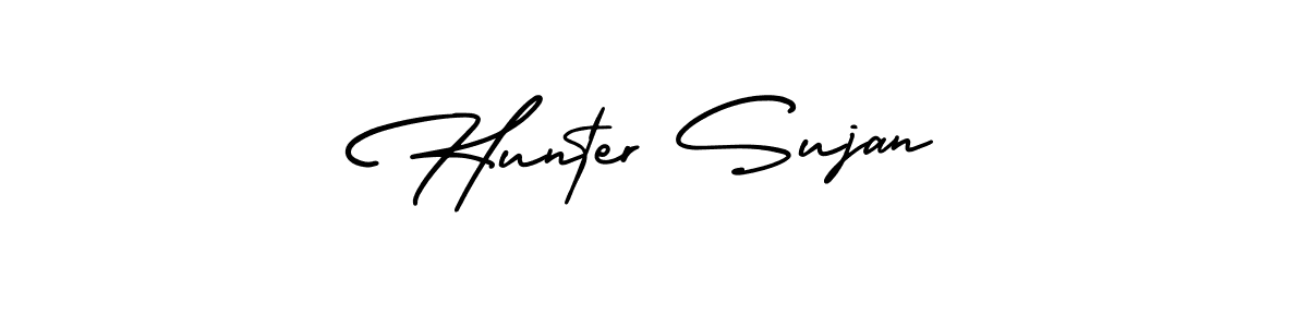 It looks lik you need a new signature style for name Hunter Sujan. Design unique handwritten (AmerikaSignatureDemo-Regular) signature with our free signature maker in just a few clicks. Hunter Sujan signature style 3 images and pictures png