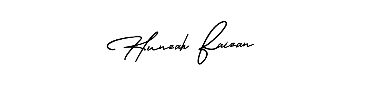 How to make Hunzah Faizan name signature. Use AmerikaSignatureDemo-Regular style for creating short signs online. This is the latest handwritten sign. Hunzah Faizan signature style 3 images and pictures png