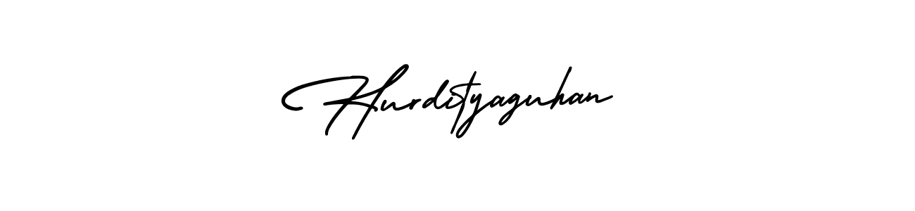 You should practise on your own different ways (AmerikaSignatureDemo-Regular) to write your name (Hurdityaguhan) in signature. don't let someone else do it for you. Hurdityaguhan signature style 3 images and pictures png