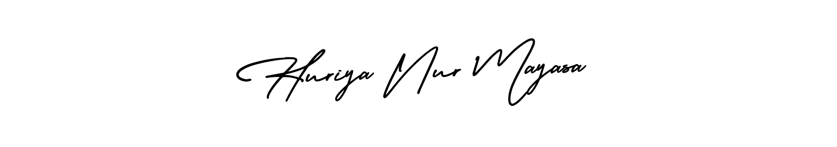 AmerikaSignatureDemo-Regular is a professional signature style that is perfect for those who want to add a touch of class to their signature. It is also a great choice for those who want to make their signature more unique. Get Huriya Nur Mayasa name to fancy signature for free. Huriya Nur Mayasa signature style 3 images and pictures png