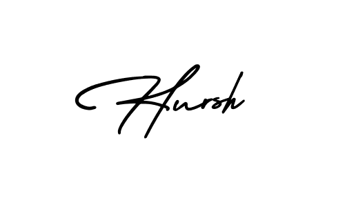 The best way (AmerikaSignatureDemo-Regular) to make a short signature is to pick only two or three words in your name. The name Hursh include a total of six letters. For converting this name. Hursh signature style 3 images and pictures png