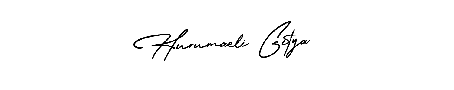 How to make Hurumaeli Gitya name signature. Use AmerikaSignatureDemo-Regular style for creating short signs online. This is the latest handwritten sign. Hurumaeli Gitya signature style 3 images and pictures png