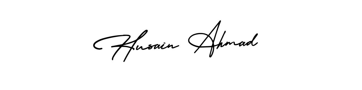 Use a signature maker to create a handwritten signature online. With this signature software, you can design (AmerikaSignatureDemo-Regular) your own signature for name Husain Ahmad. Husain Ahmad signature style 3 images and pictures png