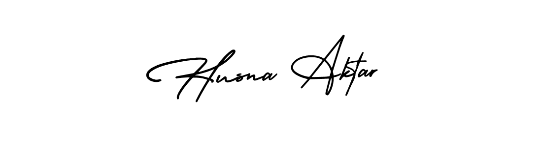 The best way (AmerikaSignatureDemo-Regular) to make a short signature is to pick only two or three words in your name. The name Husna Aktar include a total of six letters. For converting this name. Husna Aktar signature style 3 images and pictures png