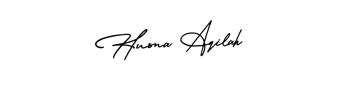 How to make Husna Aqilah name signature. Use AmerikaSignatureDemo-Regular style for creating short signs online. This is the latest handwritten sign. Husna Aqilah signature style 3 images and pictures png