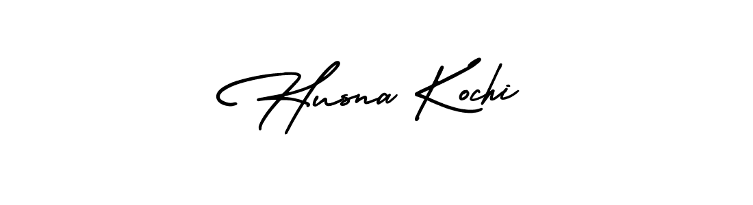 The best way (AmerikaSignatureDemo-Regular) to make a short signature is to pick only two or three words in your name. The name Husna Kochi include a total of six letters. For converting this name. Husna Kochi signature style 3 images and pictures png