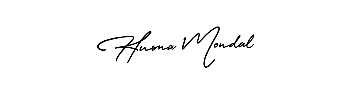 You should practise on your own different ways (AmerikaSignatureDemo-Regular) to write your name (Husna Mondal) in signature. don't let someone else do it for you. Husna Mondal signature style 3 images and pictures png