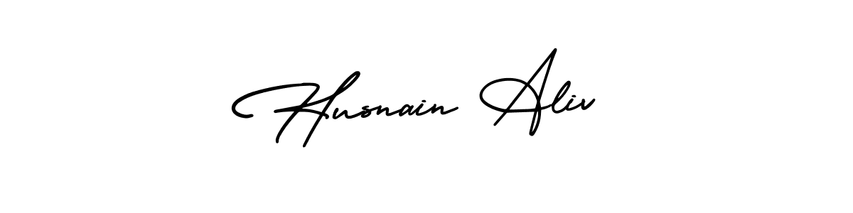 This is the best signature style for the Husnain Aliv name. Also you like these signature font (AmerikaSignatureDemo-Regular). Mix name signature. Husnain Aliv signature style 3 images and pictures png