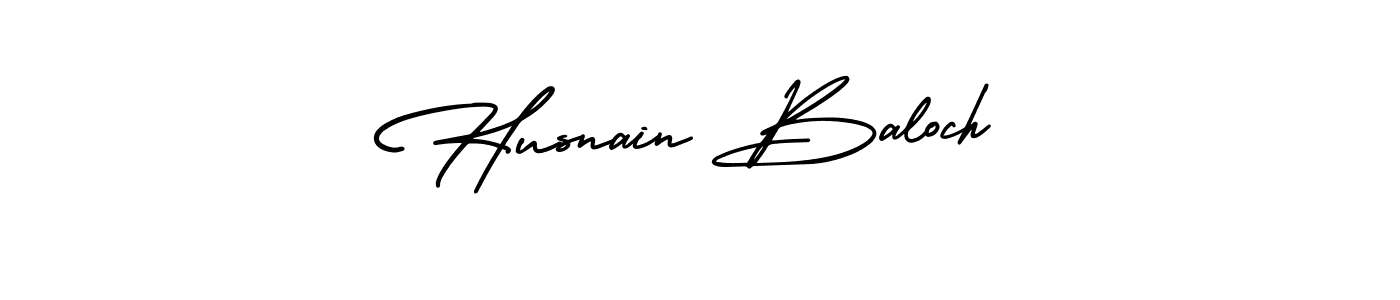 The best way (AmerikaSignatureDemo-Regular) to make a short signature is to pick only two or three words in your name. The name Husnain Baloch include a total of six letters. For converting this name. Husnain Baloch signature style 3 images and pictures png