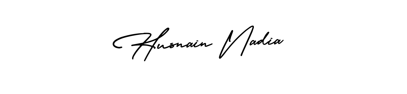 How to make Husnain Nadia name signature. Use AmerikaSignatureDemo-Regular style for creating short signs online. This is the latest handwritten sign. Husnain Nadia signature style 3 images and pictures png