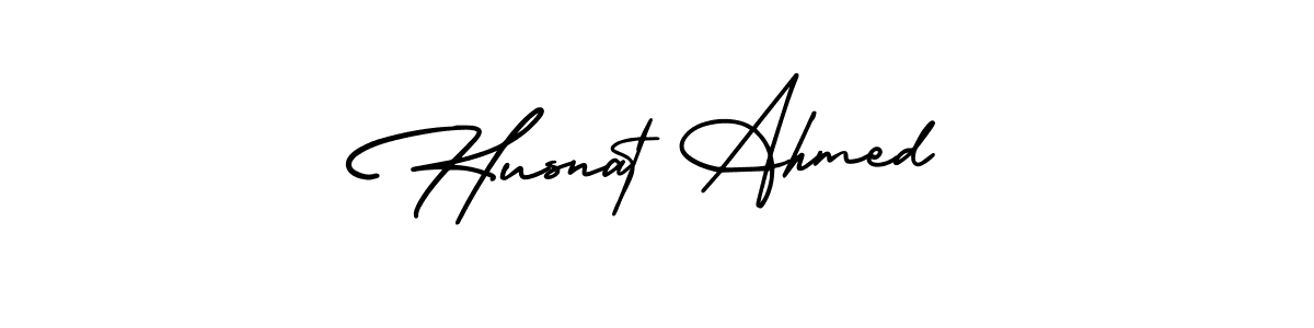 How to make Husnat Ahmed signature? AmerikaSignatureDemo-Regular is a professional autograph style. Create handwritten signature for Husnat Ahmed name. Husnat Ahmed signature style 3 images and pictures png