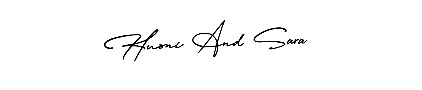 The best way (AmerikaSignatureDemo-Regular) to make a short signature is to pick only two or three words in your name. The name Husni And Sara include a total of six letters. For converting this name. Husni And Sara signature style 3 images and pictures png