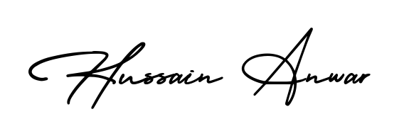 Personalize your online presence with Hussain Anwar signature rendered in elegant AmerikaSignatureDemo-Regular font. Great for website footers and blogs. Hussain Anwar signature style 3 images and pictures png