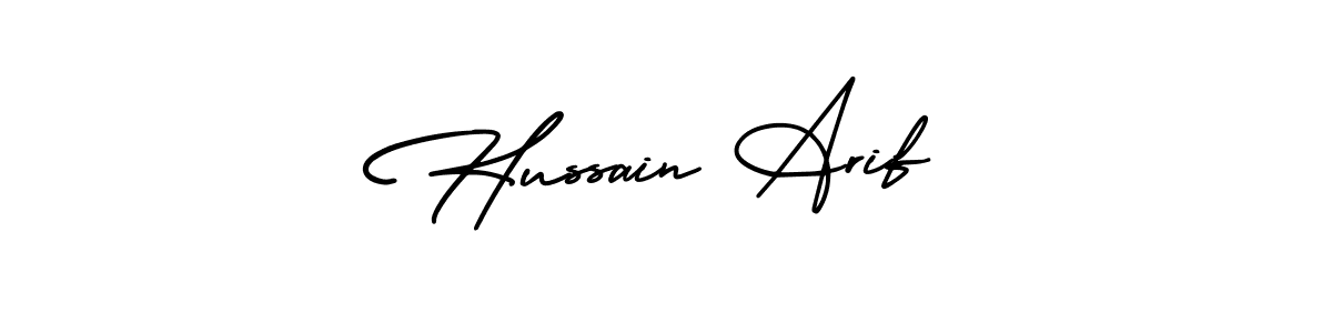 Use a signature maker to create a handwritten signature online. With this signature software, you can design (AmerikaSignatureDemo-Regular) your own signature for name Hussain Arif. Hussain Arif signature style 3 images and pictures png