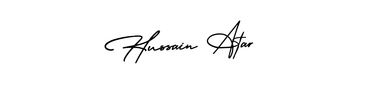 This is the best signature style for the Hussain Atar name. Also you like these signature font (AmerikaSignatureDemo-Regular). Mix name signature. Hussain Atar signature style 3 images and pictures png