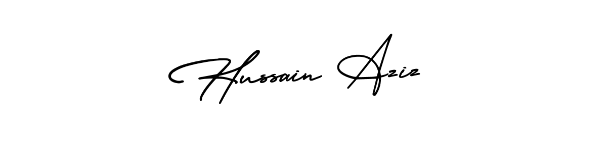 Use a signature maker to create a handwritten signature online. With this signature software, you can design (AmerikaSignatureDemo-Regular) your own signature for name Hussain Aziz. Hussain Aziz signature style 3 images and pictures png
