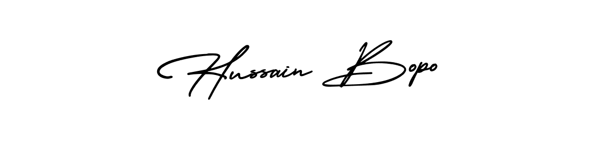 Hussain Bopo stylish signature style. Best Handwritten Sign (AmerikaSignatureDemo-Regular) for my name. Handwritten Signature Collection Ideas for my name Hussain Bopo. Hussain Bopo signature style 3 images and pictures png
