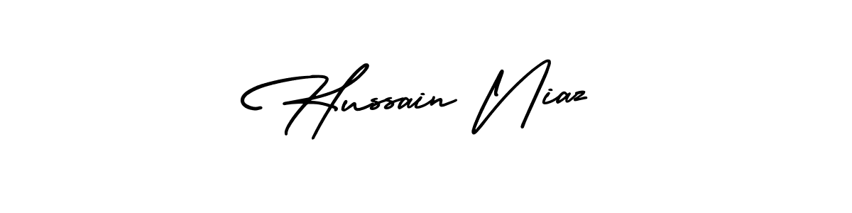 Hussain Niaz stylish signature style. Best Handwritten Sign (AmerikaSignatureDemo-Regular) for my name. Handwritten Signature Collection Ideas for my name Hussain Niaz. Hussain Niaz signature style 3 images and pictures png