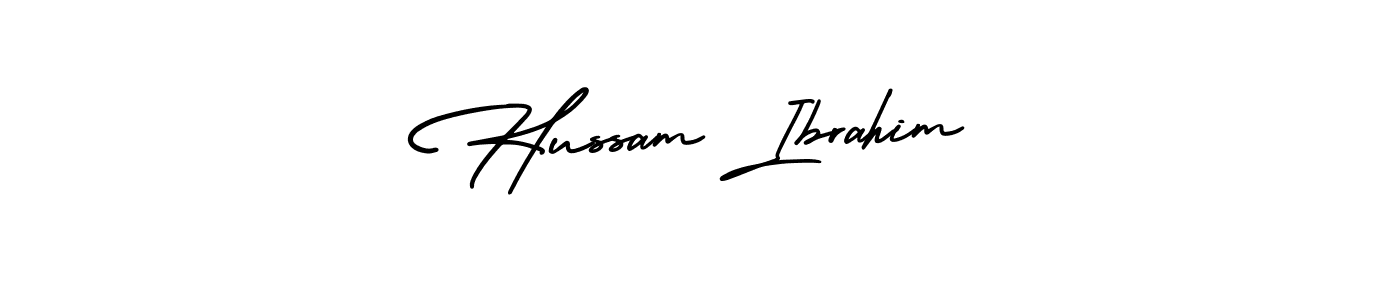How to make Hussam Ibrahim name signature. Use AmerikaSignatureDemo-Regular style for creating short signs online. This is the latest handwritten sign. Hussam Ibrahim signature style 3 images and pictures png