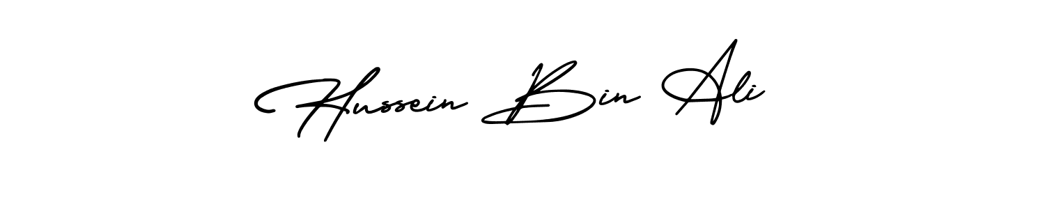 Hussein Bin Ali stylish signature style. Best Handwritten Sign (AmerikaSignatureDemo-Regular) for my name. Handwritten Signature Collection Ideas for my name Hussein Bin Ali. Hussein Bin Ali signature style 3 images and pictures png