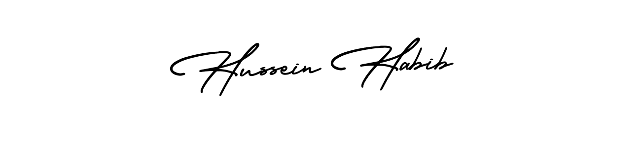 The best way (AmerikaSignatureDemo-Regular) to make a short signature is to pick only two or three words in your name. The name Hussein Habib include a total of six letters. For converting this name. Hussein Habib signature style 3 images and pictures png