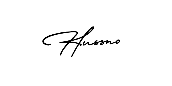 Use a signature maker to create a handwritten signature online. With this signature software, you can design (AmerikaSignatureDemo-Regular) your own signature for name Hussno. Hussno signature style 3 images and pictures png