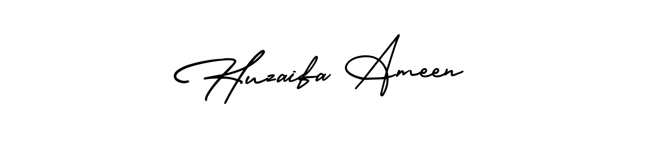 Huzaifa Ameen stylish signature style. Best Handwritten Sign (AmerikaSignatureDemo-Regular) for my name. Handwritten Signature Collection Ideas for my name Huzaifa Ameen. Huzaifa Ameen signature style 3 images and pictures png